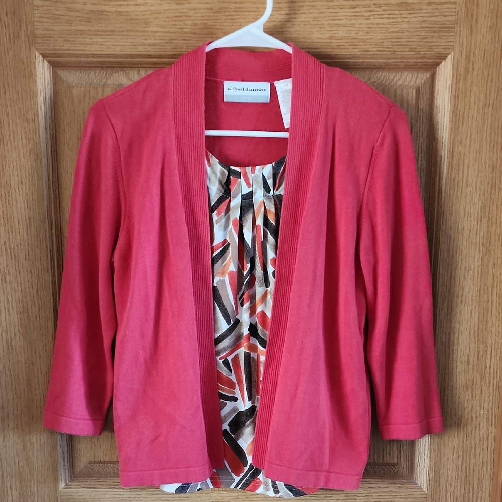 Alfred Dunner Women's cardigan with faux layer shirt